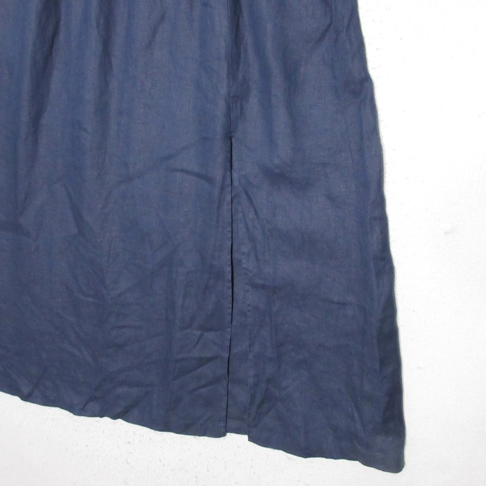 Quince Skirt XL 100% European Linen Maxi Skirt Deep Navy Blue Side Slit NWT - Picture 3 of 10